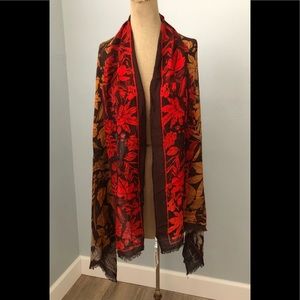 By Vera - Scarf - Wrap - Shawl - Beautiful Red Autumn Leaves - Fall Scarf - New